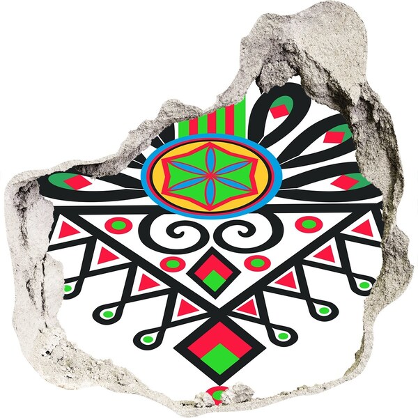 3d lyuk fal dekoráció Színes népi minta