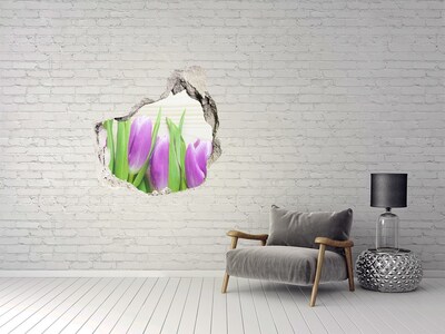 3d lyuk fal dekoráció Lila tulipánok