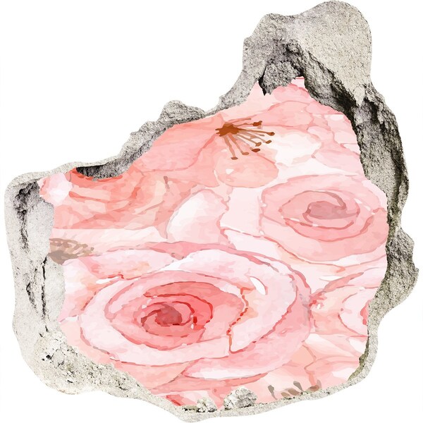 3d lyuk fal dekoráció Virágos falfestmény egy lyukban a falban