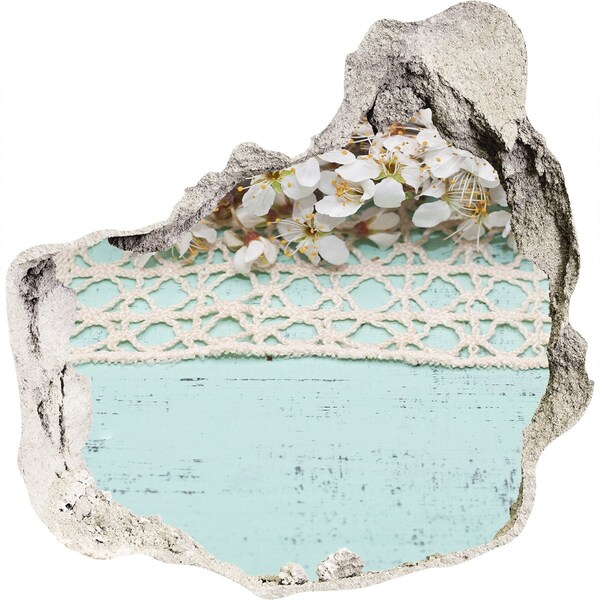 3d lyuk fal dekoráció Virágmotívum kék fa alapon