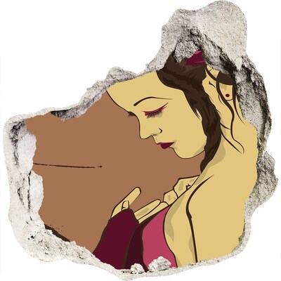 3d lyuk fal dekoráció Nő egy faltöredékben