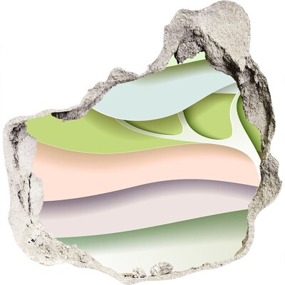 3d lyuk fal dekoráció Egy törött fal, amely a tájra néz