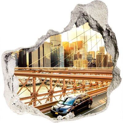 3d lyuk fal dekoráció Brooklyn híd naplementekor