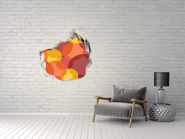 3d lyuk fal dekoráció Színes körök beton alapon