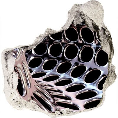 3d lyuk fal dekoráció Fémháló a falon lévő lyukon keresztül