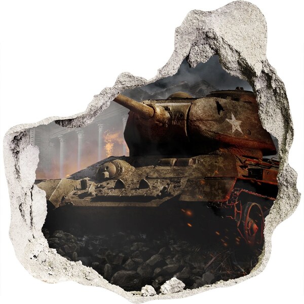 3d lyuk fal dekoráció Tank a város romjai között