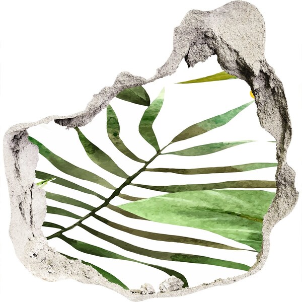 3d lyuk fal dekoráció Zöld pálmafa egy lyukon keresztül a falon