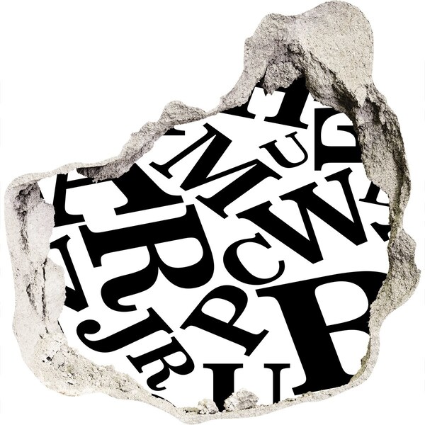 3d lyuk fal dekoráció Törött betűk a falon