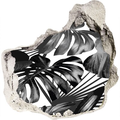 3d lyuk fal dekoráció Trópusi dzsungel monokróm színben