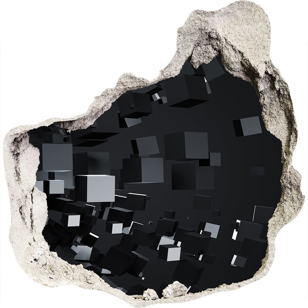 3d lyuk fal dekoráció Fekete kockák a 3D-s térben