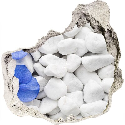 3d lyuk fal dekoráció Kék akcentussal díszített kavicsos strand