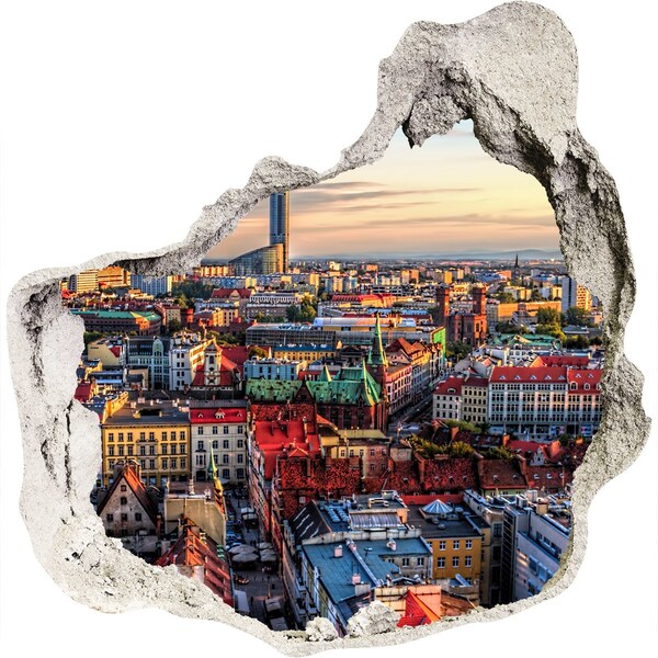 3d lyuk fal dekoráció Madártávlatból a város