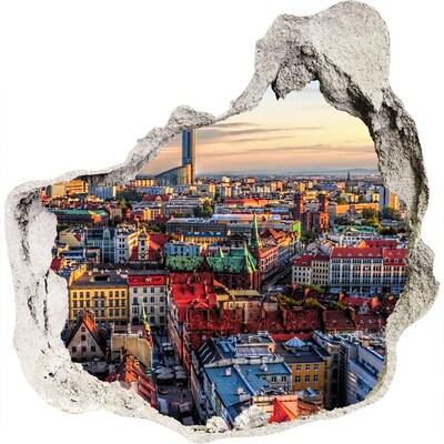 3d lyuk fal dekoráció Madártávlatból a város