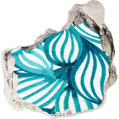 3d lyuk fal dekoráció Trópusi levelek egy lyukban a falban