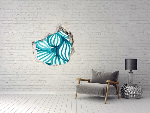 3d lyuk fal dekoráció Trópusi levelek egy lyukban a falban
