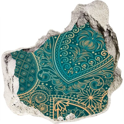 3d lyuk fal dekoráció Zöld bohém minta