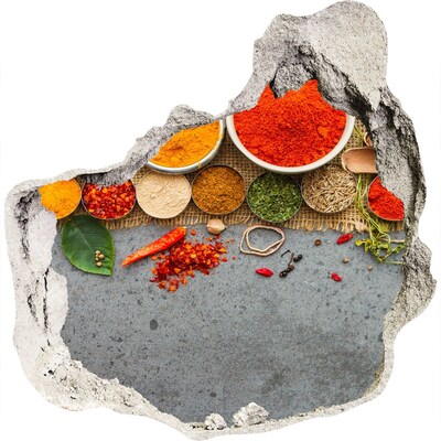 3d lyuk fal dekoráció Egy fűszerekkel teli konyha