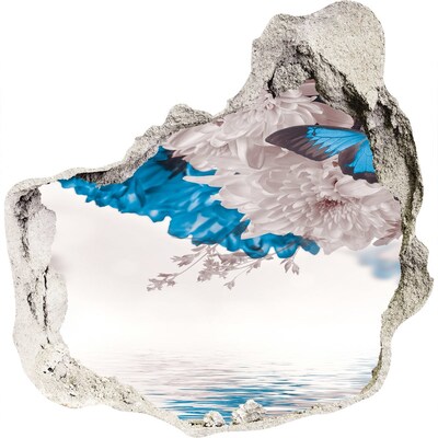 3d lyuk fal dekoráció Virágos táj pillangókkal