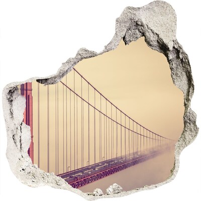 3d lyuk fal dekoráció Golden Gate híd a felhőkben