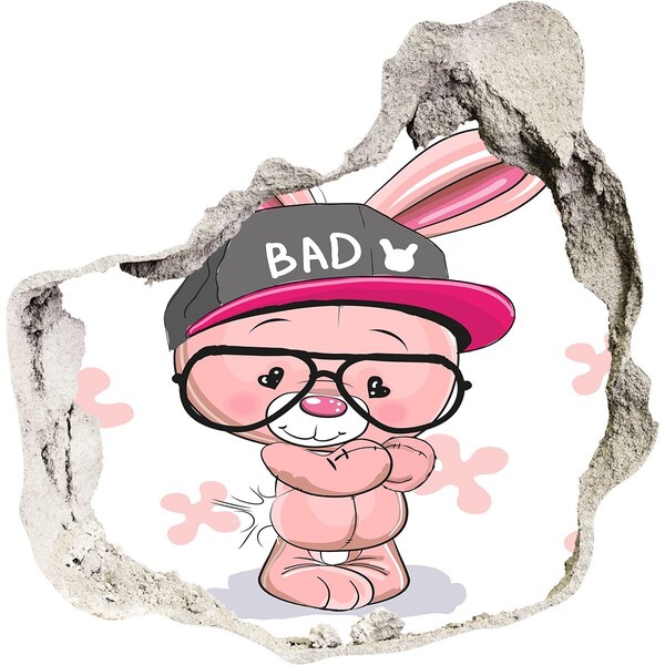 3d lyuk fal dekoráció Nyuszi kalapban