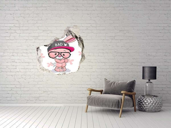3d lyuk fal dekoráció Nyuszi kalapban