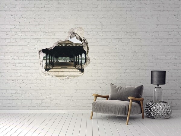 3d lyuk fal dekoráció Kilátás a mólóra a víz felett