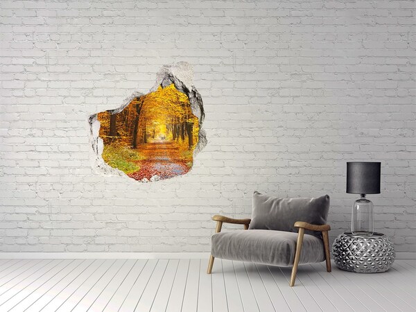 3d lyuk fal dekoráció Őszi sikátor az erdőben