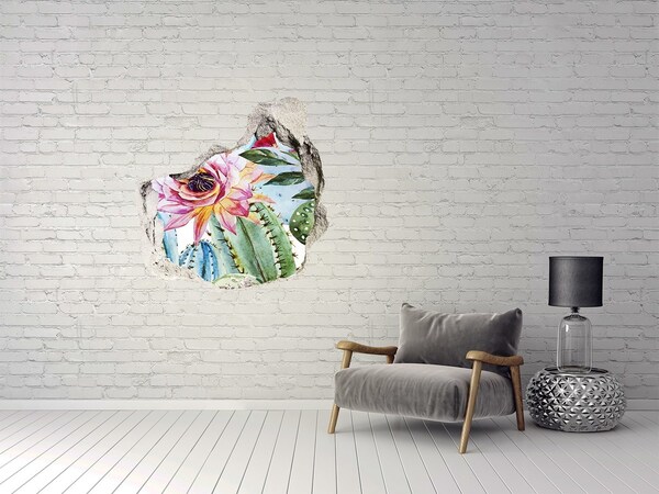 3d lyuk fal dekoráció Virágos oázis a kaktuszok között