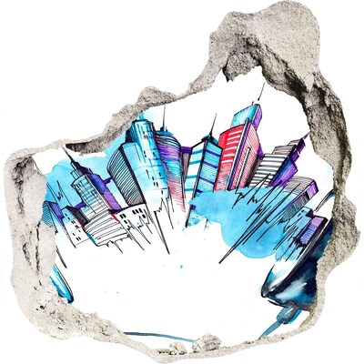 3d lyuk fal dekoráció Egy modern város romokban