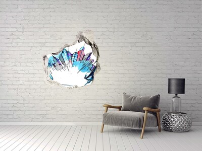 3d lyuk fal dekoráció Egy modern város romokban