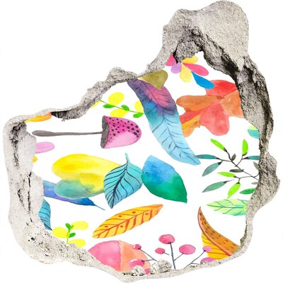 3d fali matrica lyuk a falban Virágfalfestmény egy lyukon keresztül a falon