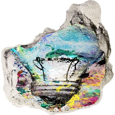 3d fali matrica lyuk a falban Egy sérült fal lámpával