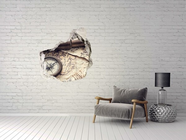 3d fali matrica lyuk a falban Ókori térkép iránytűvel