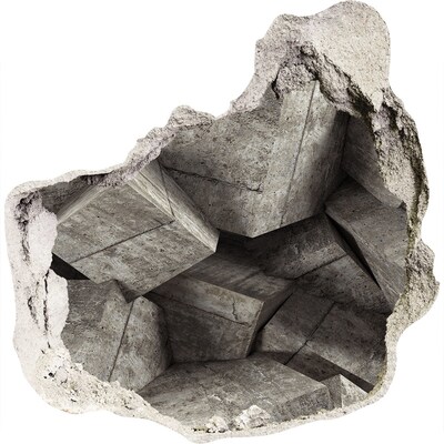 3d fali matrica lyuk a falban Egy sérült fal, amely egy betonfelületre néz