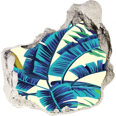 3d fali matrica lyuk a falban Trópusi zöld növényzet egy lyukban a falban