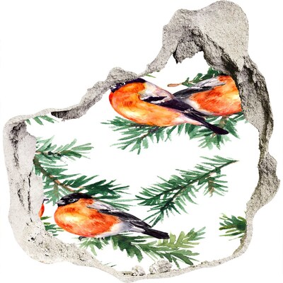 3d fali matrica lyuk a falban Madarak zöld háttér előtt