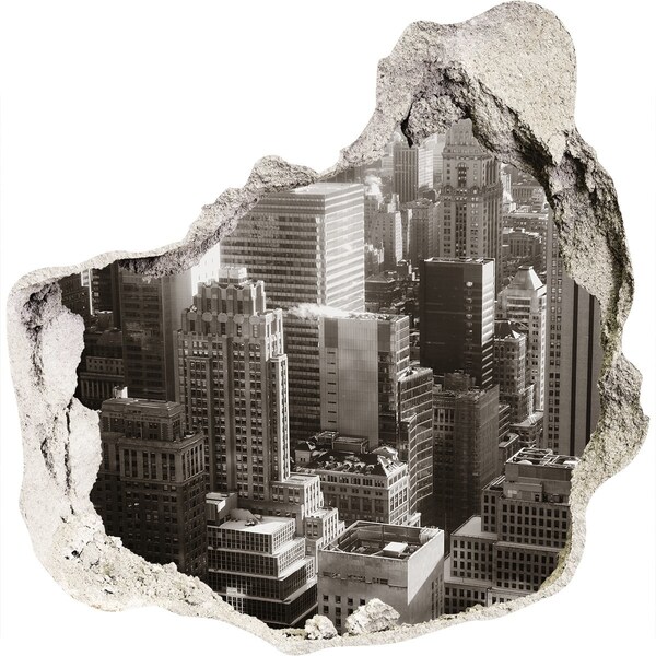 3d fali matrica lyuk a falban Kilátás a városra egy lyukból a falon