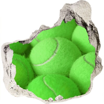 3d fali matrica lyuk a falban Zöld teniszlabdák a fal mögött