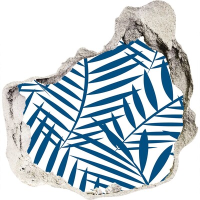 3d fali matrica lyuk a falban Trópusi levelek egy lyukban a falban