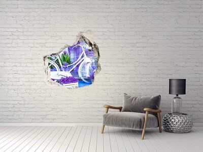 3d fali matrica lyuk a falban Egy bicikli a virágokkal teli kertben