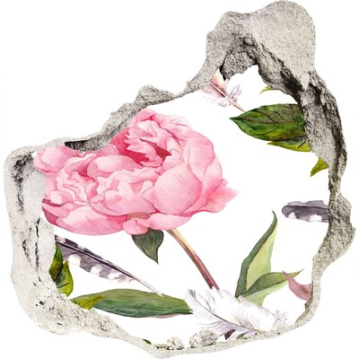 3d fali matrica lyuk a falban Virágfalfestmény egy lyukon keresztül a falon