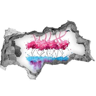 3d fali matrica lyuk a falban Flamingók színes vízben