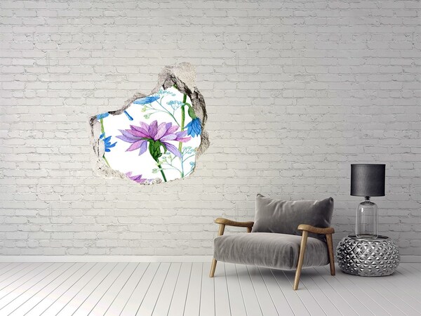3d fali matrica lyuk a falban Lyuk a falon virágos falfestmény