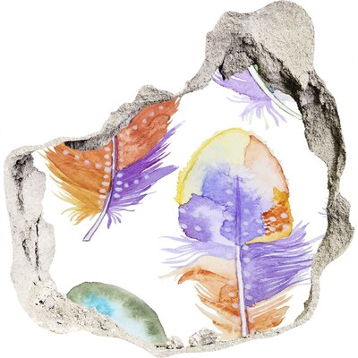 3d fali matrica lyuk a falban Színes tollak a falon háttér