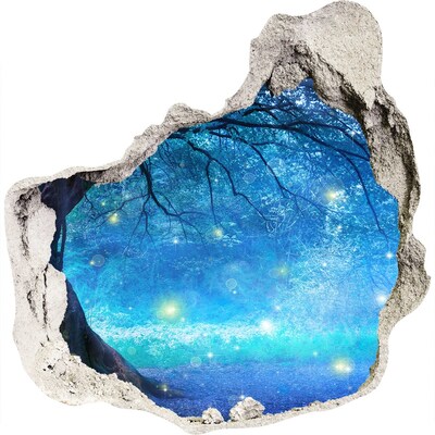 3d fali matrica lyuk a falban Varázslatos erdő a holdfényben