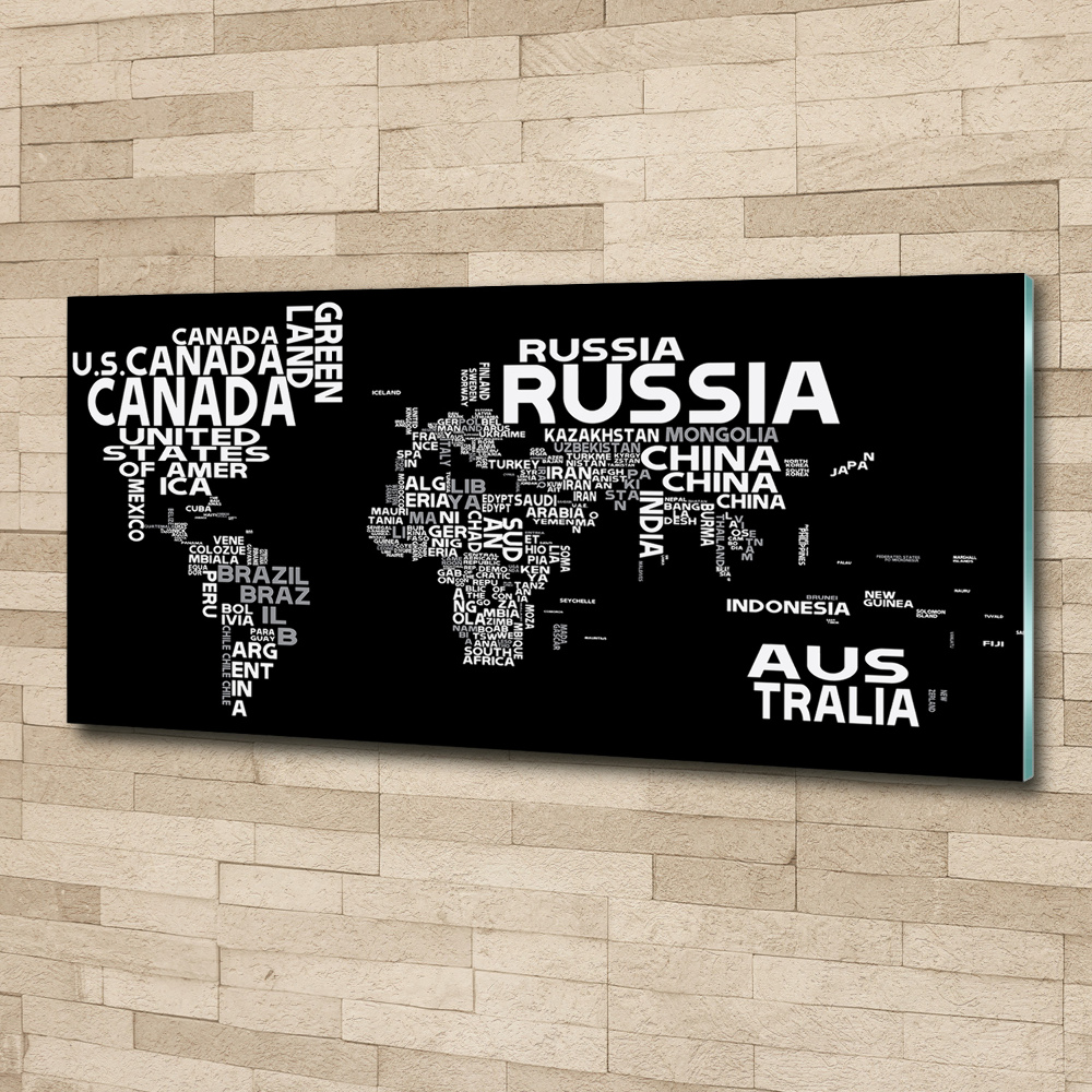 Akrilüveg fotó Térkép a világ feliratok