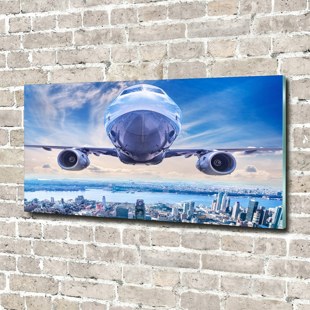 Akrilüveg fotó Plane a város felett