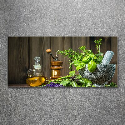 Akril üveg kép Gyógynövények egy mozsárban