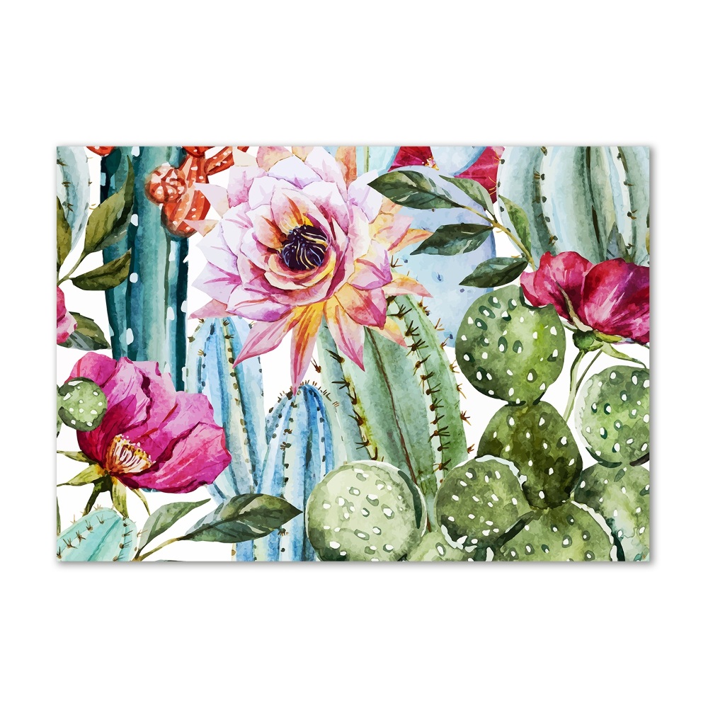 Akril üveg kép Kaktusz és virágok