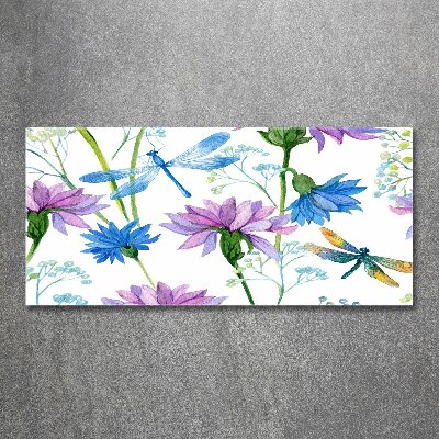 Akril üveg kép Virág és szitakötők